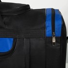 Сумка дорожная, 3 отдела на молниях, наружный карман, длинный ремень, цвет чёрный/синий - Фото 3