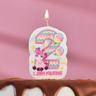 Свеча для торта "Цифра 2, розовый пони", 6,5 см - фото 6333652
