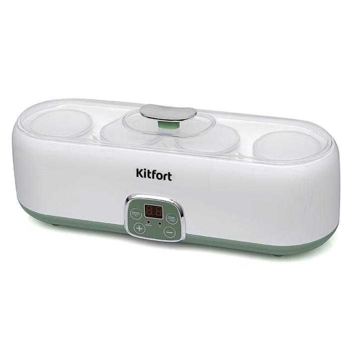 Йогуртница Kitfort KT-2007, 20 Вт, 200 мл, 4 ёмкости, стекло, таймер, дисплей, белая - Фото 1