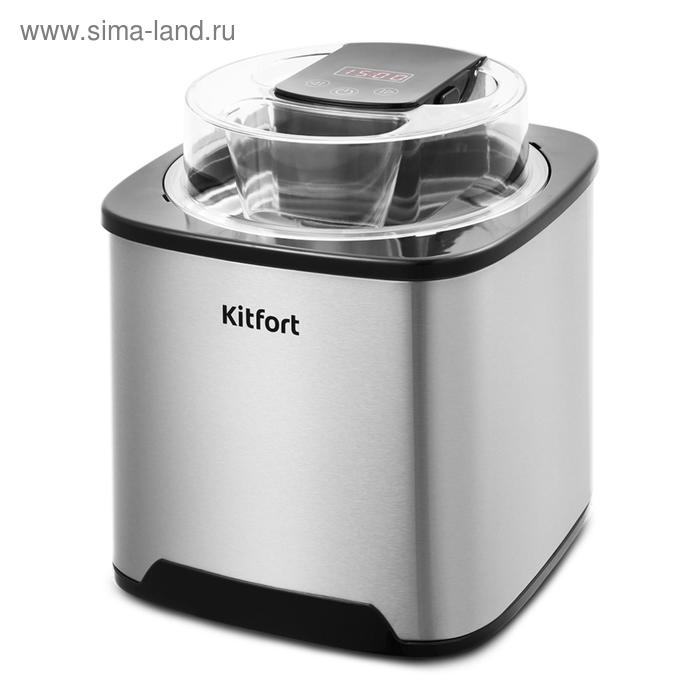 Мороженица Kitfort KT-1809, полуавтомат, 12 Вт, 2 л, съёмная чаша, серебристо-чёрная - Фото 1