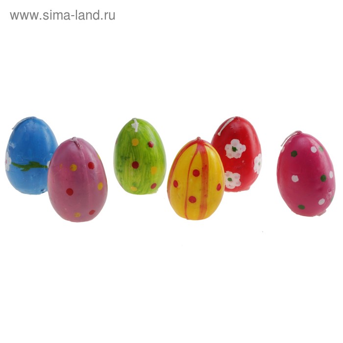 Свечи восковые (набор 6 шт) "Пасхальные яйца", цвета МИКС - Фото 1