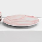 Набор керамической посуды Доляна «Мрамор», 24 предмета: тарелки d=19/21/24 см, чайная пара 200 мл, цвет розовый - фото 4313470