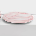 Набор керамической посуды Доляна «Мрамор», 24 предмета: тарелки d=19/21/24 см, чайная пара 200 мл, цвет розовый - фото 4313475