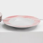 Набор керамической посуды Доляна «Мрамор», 24 предмета: тарелки d=19/21/24 см, чайная пара 200 мл, цвет розовый - фото 4313477
