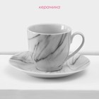 Набор посуды Доляна «Мрамор», 24 предмета: тарелки d=19/21/24 см, чайная пара 200 мл, керамика, серый - Фото 2