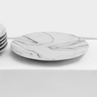 Набор керамической посуды Доляна «Мрамор», 24 предмета: тарелки d=19/21/24 см, чайная пара 200 мл, цвет серый - фото 4313485