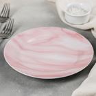 Тарелка керамическая десертная Доляна «Мрамор», d=19 см, цвет розовый - Фото 2