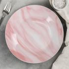 Тарелка керамическая обеденная Доляна «Мрамор», d=24 см, цвет розовый - фото 1008989