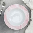 Тарелка керамическая глубокая Доляна «Мрамор», 300 мл, d=21 см, цвет белый и розовый - Фото 1