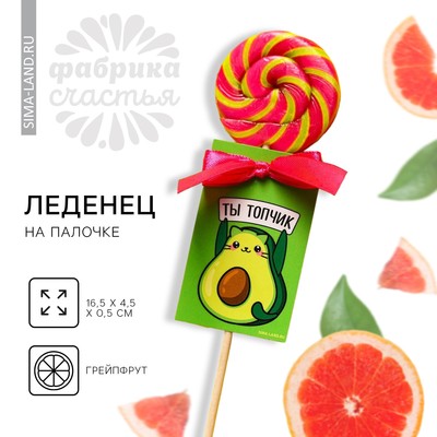 Леденец на палочке «Ты топчик», вкус: грейпфрут, 15 г