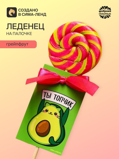 Леденец на палочке «Ты топчик», вкус: грейпфрут, 15 г