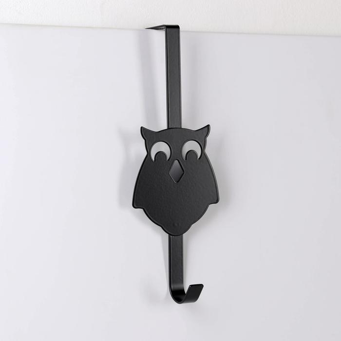 Вешалка надверная на 1 крючок «Совы», 25×9×8,2 см, цвет чёрный - Фото 1