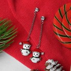Серьги "Новогодние" снеговики, цветные в серебре - фото 11175220