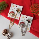 Брошь новогодняя «Дед Мороз» с остролистом, цвет МИКС - Фото 3