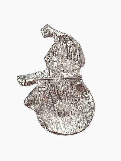 Брошь новогодняя «Снеговик» со снежинкой, цветная в серебре