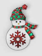 Брошь новогодняя «Снеговик» со снежинкой, цветная в серебре - Фото 7