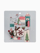 Брошь новогодняя «Снеговик со снежинкой», разноцветная в серебре - Фото 4