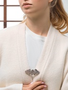 Зажим для кардигана «Клевер», цвет белый в серебре - Фото 6