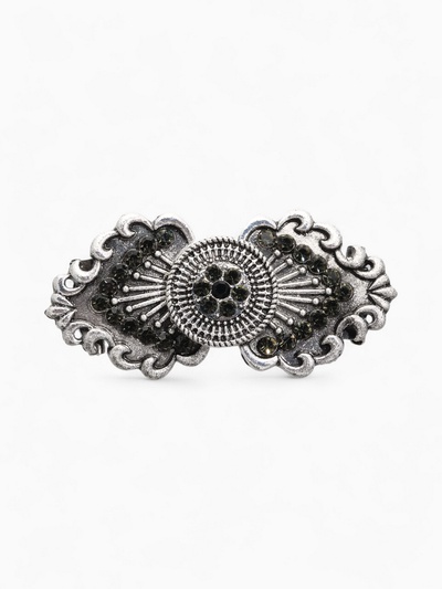 Зажим для кардигана «Лепнина», цвет чёрный в чернёном серебре