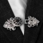 Зажим для кардигана «Восток», чёрный в чернёном серебре - Фото 2