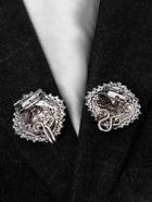 Зажим для кардигана «Квадраты», цвет синий в чернёном серебре - Фото 8