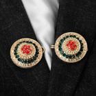 Зажим для кардигана «Круг» в орнаментах«, цвет красно-зелёный в золоте - Фото 2