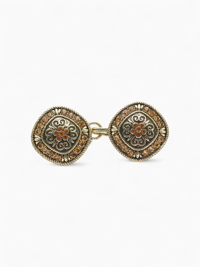 Зажим для кардигана «Этнос», цвет коричневый в чернёном золоте - Фото 1