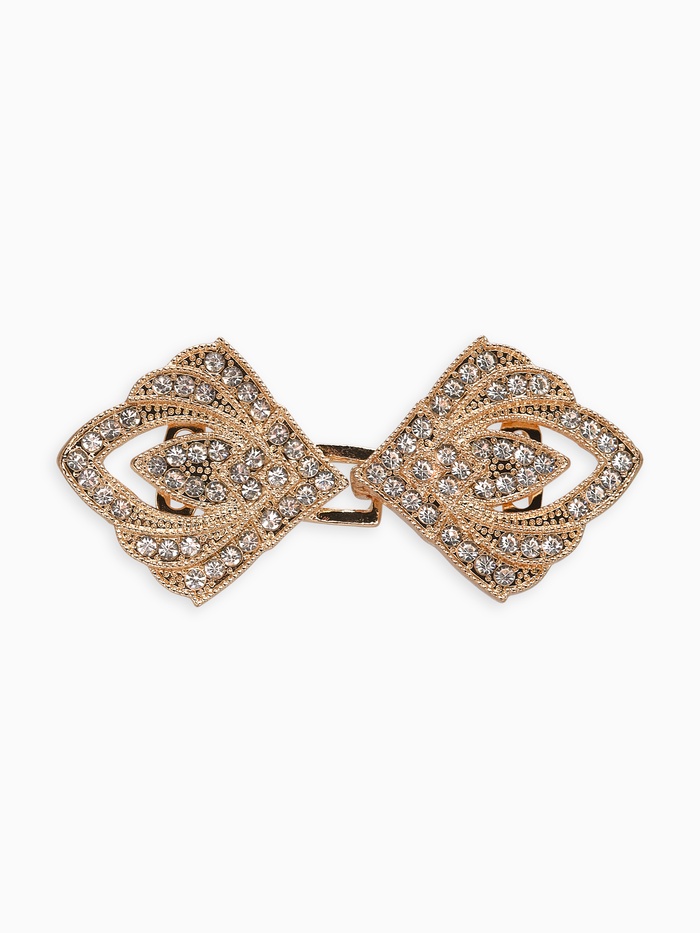 Зажим для кардигана «Пики», цвет белый в золоте - Фото 1