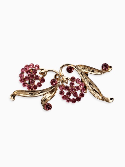 Зажим для кардигана «Ягоды», малиновый в золоте