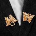 Зажим для кардигана «Бабочки», цвет радужный в золоте - Фото 3