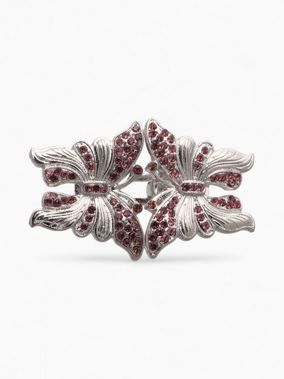 Зажим для кардигана «Бабочки», цвет розовый в серебре