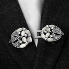 Зажим для кардигана «Роскошь», цвет бело-серый в чернёном серебре - Фото 3