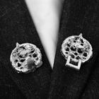 Зажим для кардигана «Роскошь», цвет бело-серый в чернёном серебре - Фото 4