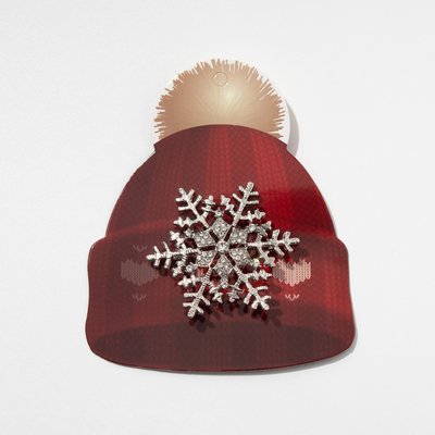 Брошь новогодняя «Снежинка» с сердцевиной, загадай желание, цвет белый в серебре