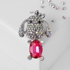 Брошь «Собачка» снуп, цвет розовый в серебре - фото 25617090