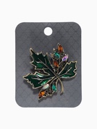 Брошь «Лист кленовый» стеклянный, зелёная в чернёном золоте - Фото 4