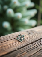 Брошь «Лист кленовый» стеклянный, зелёная в чернёном золоте - Фото 5