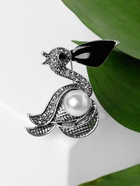 Брошь «Пеликан» с жемчужиной, цвет чёрно-белый в чернёном серебре - Фото 7