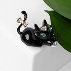 Брошь «Котёночек», чёрно-белая в золоте - Фото 1