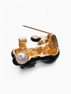 Брошь «Котёночек», чёрно-белая в золоте - Фото 3