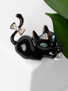 Брошь «Котёночек», чёрно-белая в золоте 5018538