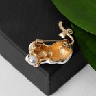 Брошь «Котёночек», белая в золоте - Фото 3