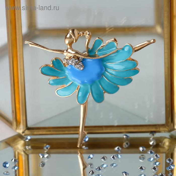 Брошь «Балерина» ромашка, цветная в золоте - Фото 1