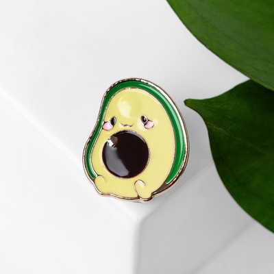 Значок «Авокадо» сытый животик, цвет зелёный в золоте