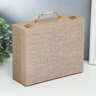 Шкатулка для украшений «Мокко чемодан», искусственная кожа, комбинированная, 8×18×23 см