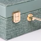 Шкатулка кожзам для украшений "Зелёная" комбинированная чемодан 8х18х23 см - фото 6334108