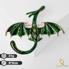 Брошь «Дракон» летящий, цвет зелёный в золоте - Фото 1