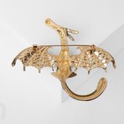 Брошь «Дракон» летящий, цвет зелёный в золоте - Фото 3