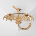 Брошь «Дракон» летящий, цвет сливовый в золоте - Фото 3