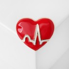 Брошь «Сердце» кардиограмма, цвет красно-белый в золоте - Фото 2